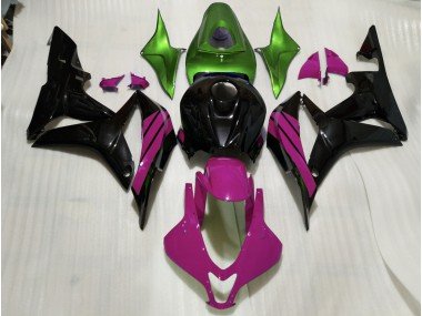 Acentos En Negro Brillante Rosa & Verde 2007-2008 CBR600RR Carenados Moto