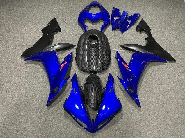 Azul Brillante & Estilo Fibra De Carbono 2004-2006 R1 Carenados Moto