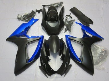 Azul Brillante & Negro Mate 2006-2007 GSXR 600-750 Carenados Moto