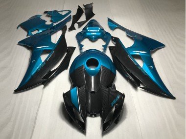 Azul Claro Con Estilo Fibra De Carbono 2008-2016 R6 Carenados Moto