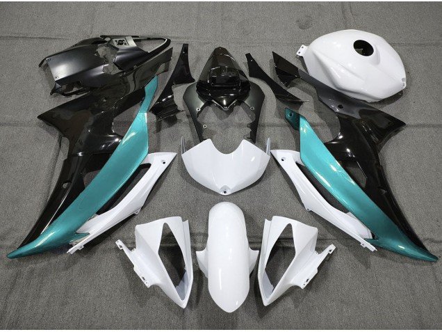 Azul Claro Personalizado En Blanco & Negro 2008-2016 R6 Carenados Moto
