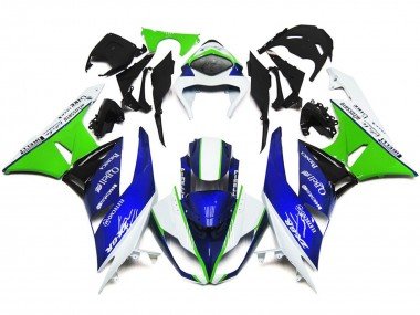 Azul Profundo Verde & Blanco 2009-2012 ZX6R Carenados Moto
