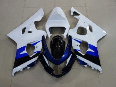 Blanco Brillante & Azul Intenso 2004-2005 GSXR 600-750 Carenados Moto