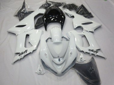 Blanco Brillante Con Cola Negra 2005-2006 ZX6R Carenados Moto