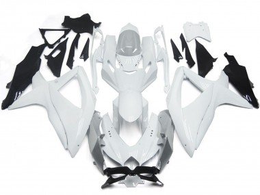 Blanco Brillante Con Plata 2008-2010 GSXR 600-750 Carenados Moto