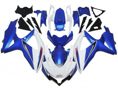 Blanco Brillante Con Plata & Azul 2008-2010 GSXR 600-750 Carenados Moto