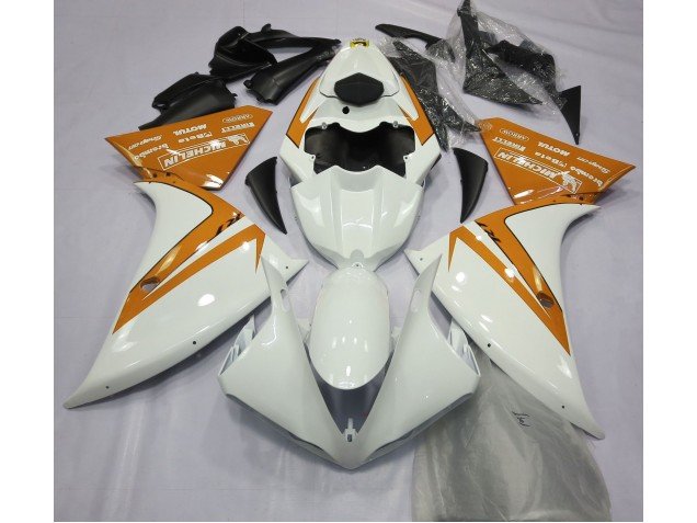 Blanco Brillante & Naranja 2012-2014 R1 Carenados Moto