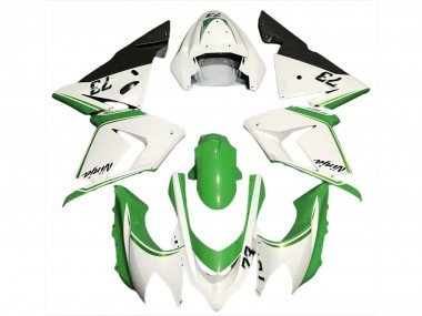 Blanco Brillante & Verde 2004-2005 ZX10R Carenados Moto