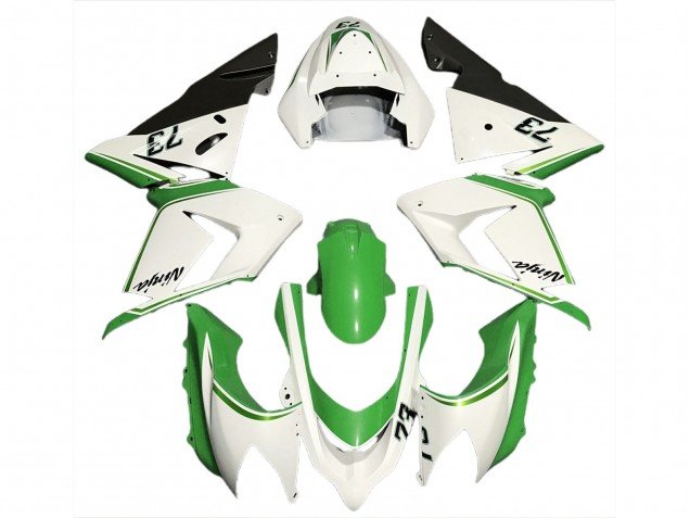 Blanco Brillante & Verde 2004-2005 ZX10R Carenados Moto