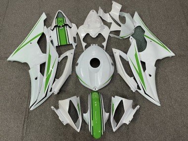 Blanco Brillante & Verde 2008-2016 R6 Carenados Moto