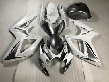 Blanco Mate & Gris 2006-2007 GSXR 600-750 Carenados Moto