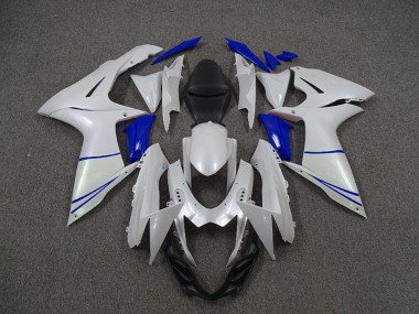 Blanco Perla & Azul Oscuro 2011-2024 GSXR 600-750 Carenados Moto