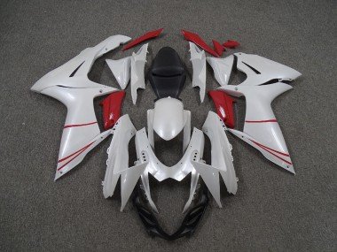 Blanco Perla & Rojo 2011-2024 GSXR 600-750 Carenados Moto