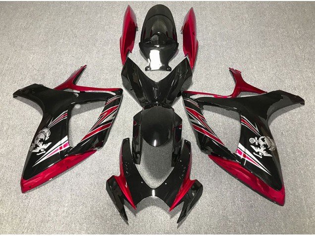 Diseño Rojo Brillante & Negro 2006-2007 GSXR 600-750 Carenados Moto