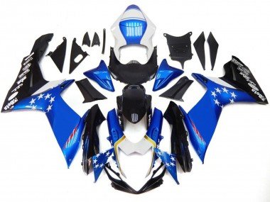 Estilo Azul Con Estrellas Rojas 2011-2024 GSXR 600-750 Carenados Moto