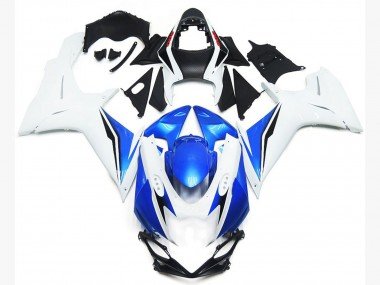 Estilo Blanco Brillante & Azul 2011-2024 GSXR 600-750 Carenados Moto