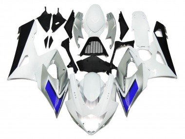 Estilo Blanco Brillante Con Toques Plateados & Azul 2005-2006 GSXR 1000 Carenados Moto