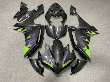Estilo Fibra De Carbono Con Llamas 2007-2008 R1 Carenados Moto