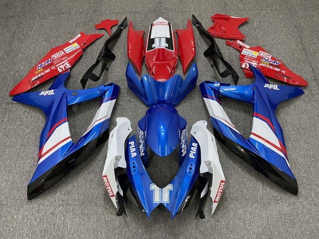 Estilo Personalizado Rojo Azul & Blanco Brillante 2008-2010 GSXR 600-750 Carenados Moto