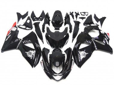 Estilo Sólido Negro Brillante & Rojo 2009-2016 GSXR 1000 Carenados Moto
