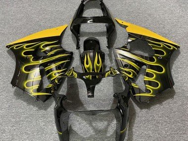 Negro Brillante & Amarillo Llama 2000-2002 ZX6R Carenados Moto