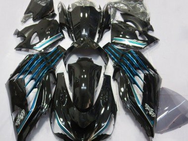 Negro Brillante & Azul Claro 2012-2021 ZX14R Carenados Moto