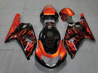 Negro Brillante & Naranja 2001-2003 GSXR 600-750 Carenados Moto
