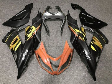 Negro Brillante & Naranja 2013-2018 ZX6R Carenados Moto