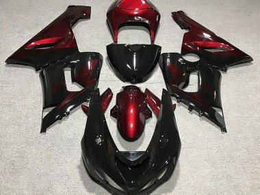 Negro Brillante & Rojo Intenso 2005-2006 ZX6R Carenados Moto