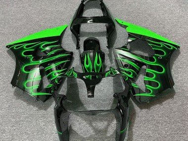 Negro Brillante & Verde Llama 2000-2002 ZX6R Carenados Moto