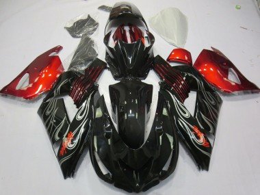 Negro Llama Rojo 2006-2011 ZX14R Carenados Moto
