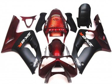 Negro Mate & Granate 2003-2004 ZX6R Carenados Moto