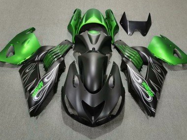 Negro Mate & Verde 2006-2011 ZX14R Carenados Moto