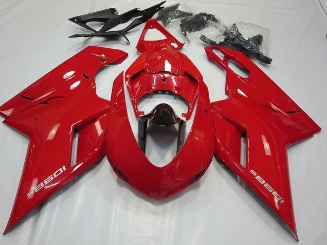 OEM Estilo Rojo Brillante 2007-2014 Ducati 848 1098 1198 Carenados Moto