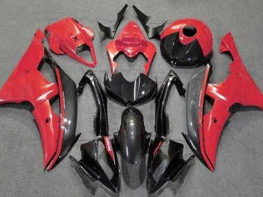 Rojo Brillante & Fibra De Carbono 2008-2016 R6 Carenados Moto